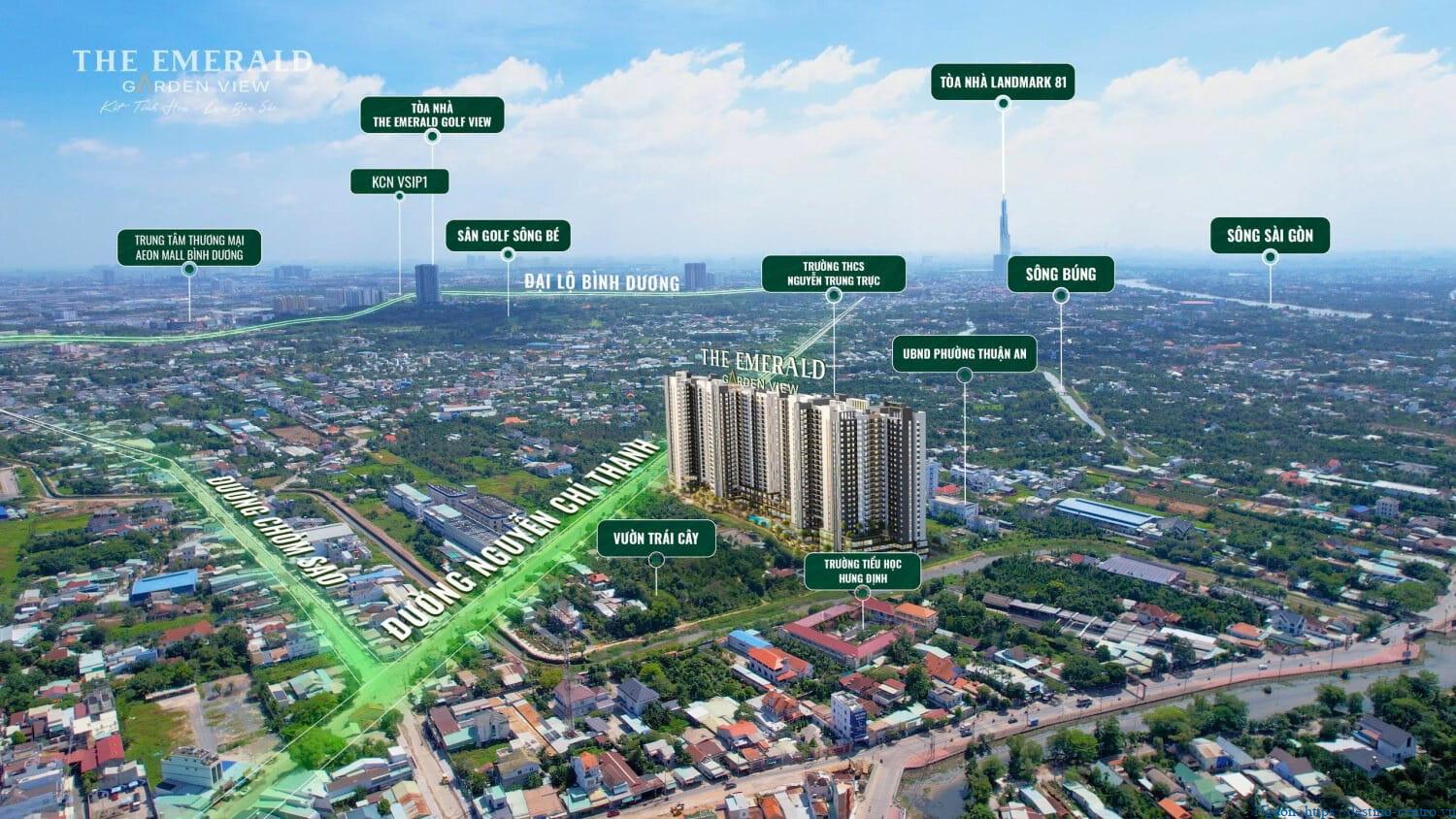 Các tiện ích ngoại khu nằm xung quanh khu vực liền kề dự án The Emerald Garden View