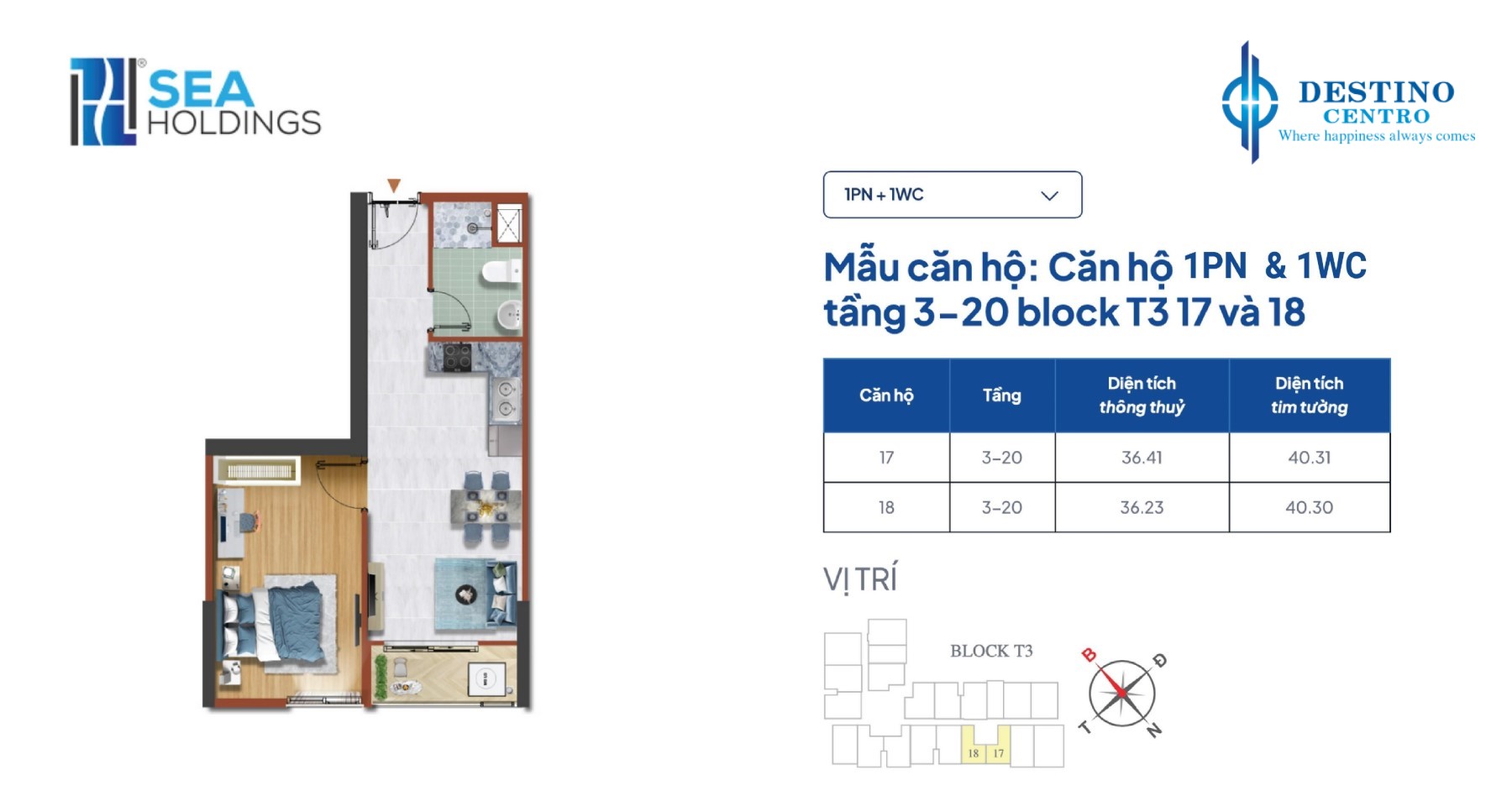 Căn Hộ 1pn 1wc Destino Centro