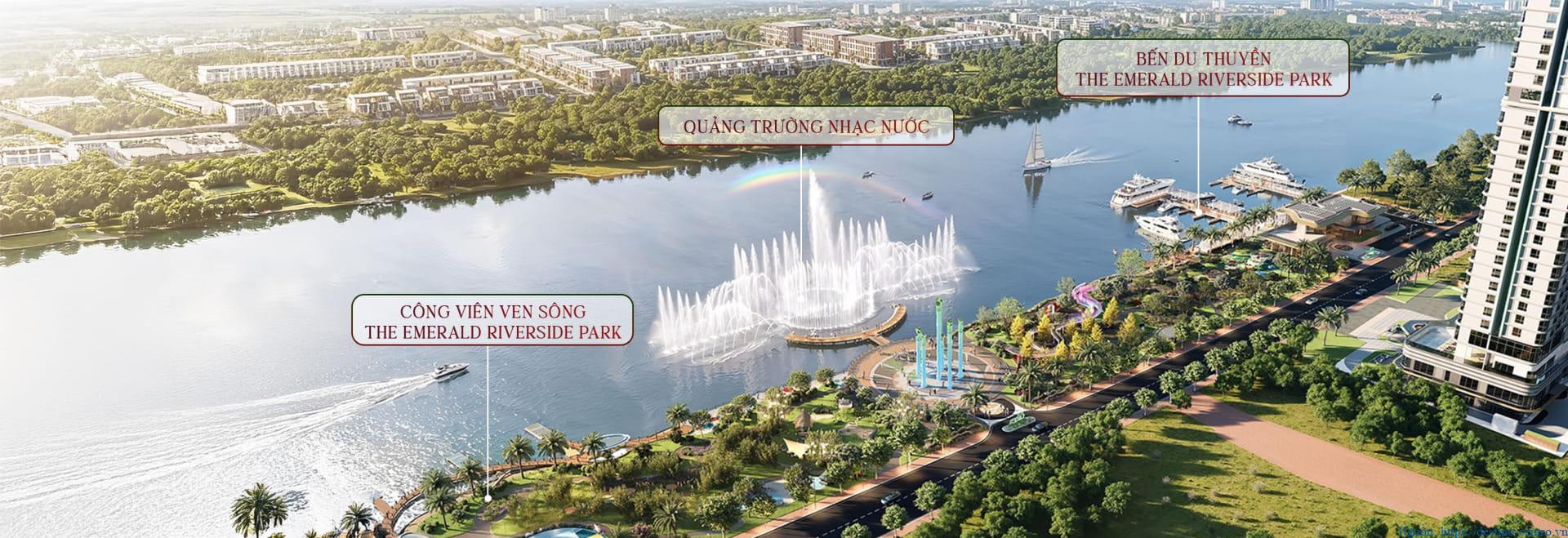 Công viên ven sông, quảng trường nhạc nước và bến du thuyền The Emerald Riverside Park