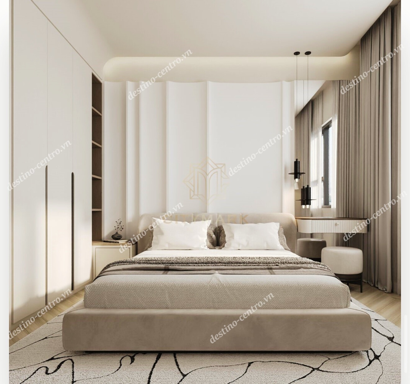 Góc Nhìn Chính Diện Phòng Ngủ ở Dự án Maison Grand