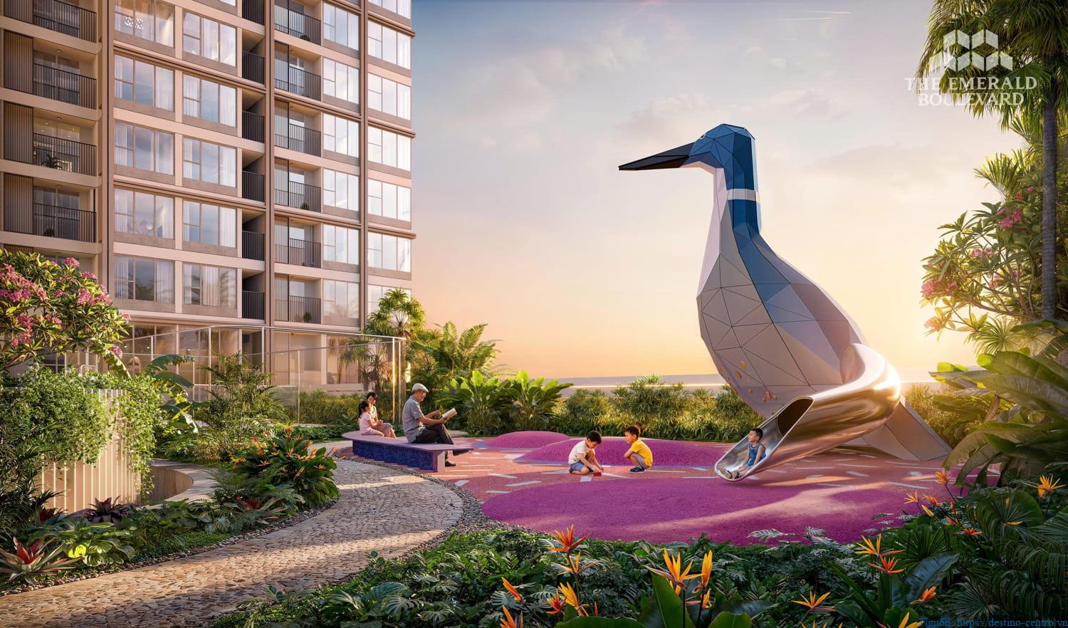 Khu Kidzone cho trẻ em tại The Emerald Boulevard với không gian an toàn và nhiều hoạt động giải trí phù hợp lứa tuổi