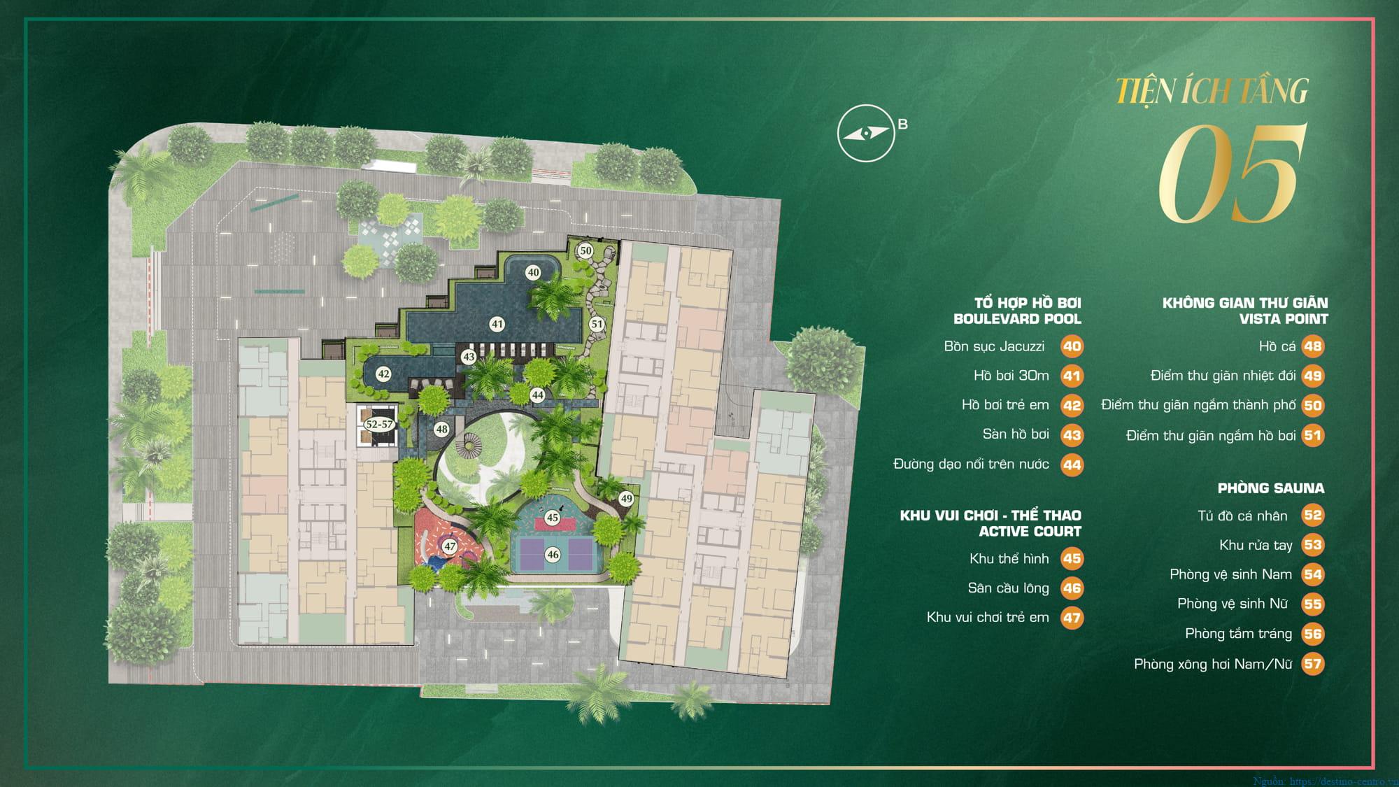 Sơ đồ tiện ích tầng 5 The Emerald Boulevard chi tiết