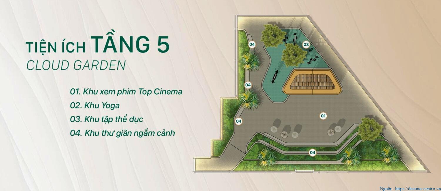 Tầng 5 The Emerald Garden View: cinema, yoga, tập thể dục, thư giãn ngắm cảnh