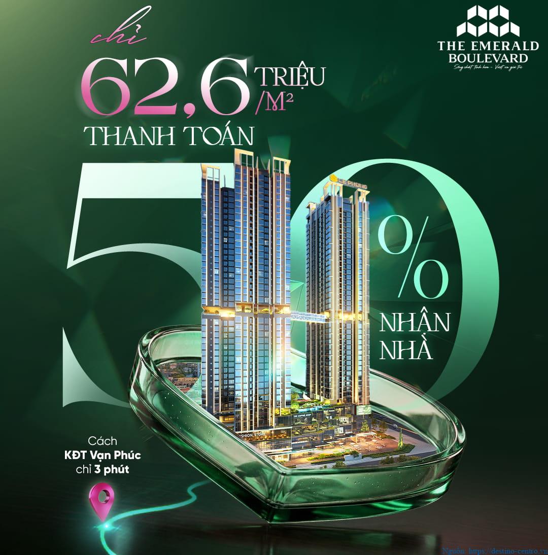 The Emerald Boulevard: giá bán từ 62,6 triệu/m², thanh toán 50% cho đến nhận nhà