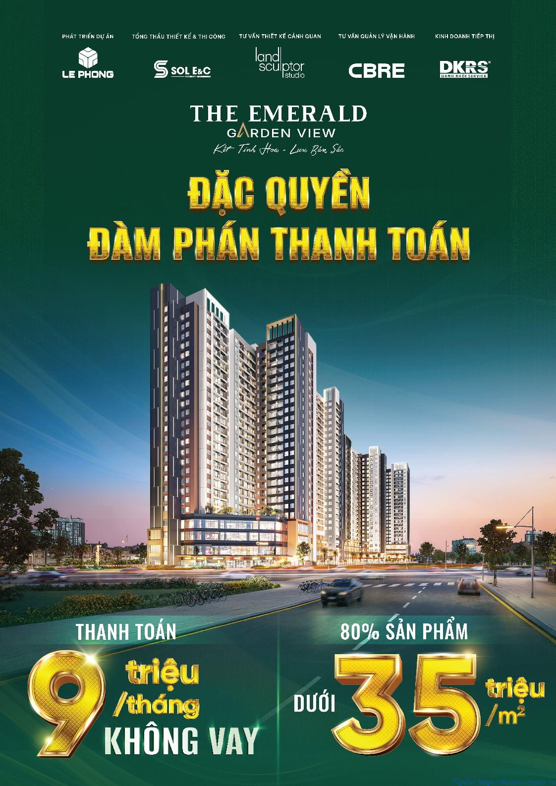 The Emerald Garden View giá 35 triệu/m2, có thể thương lượng lịch thanh toán linh hoạt từ 9 triệu/tháng