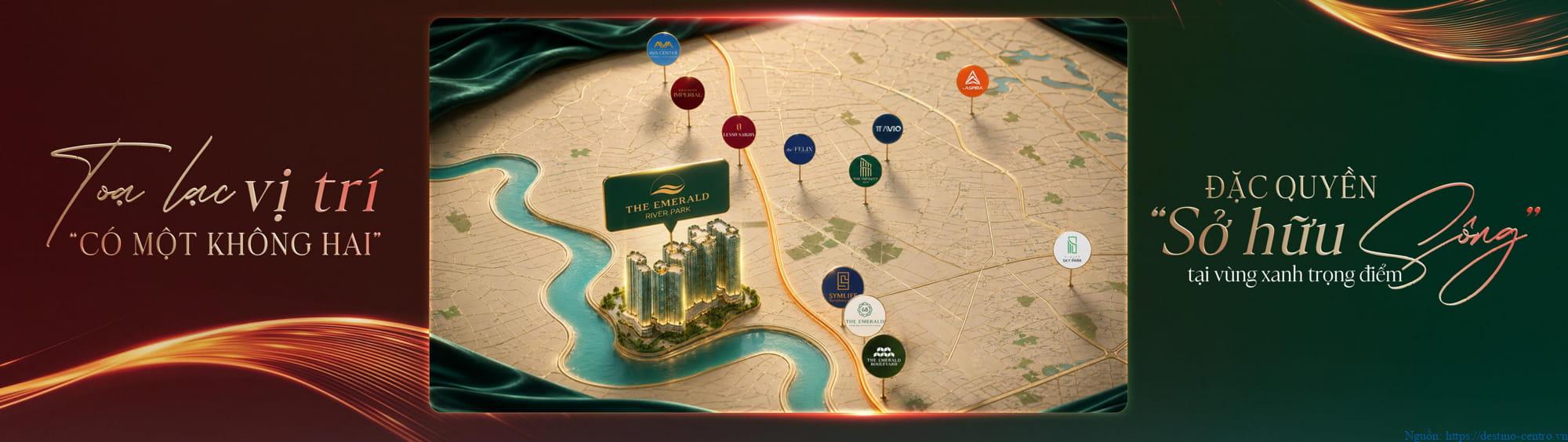 The Emerald River Park tọa lạc trên bờ sông độc đáo của vùng xanh trọng điểm